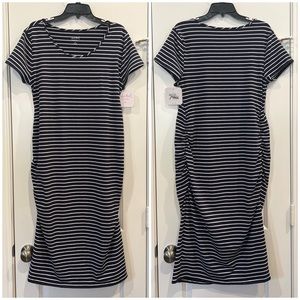 NWT! Isabel maternity by Ingrid & Isabel navy and white striped dress